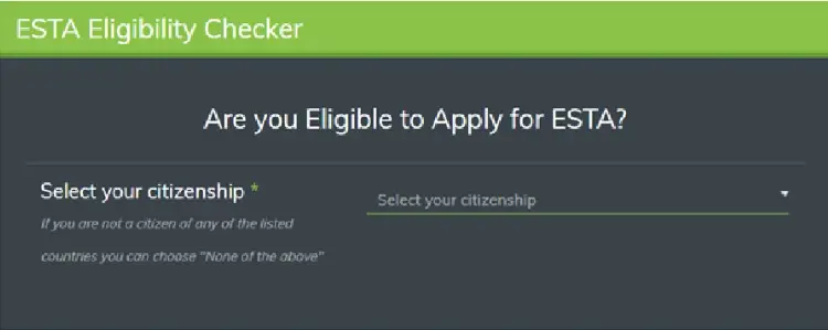 Teste de elegibilidade para a isenção de visto ESTA 